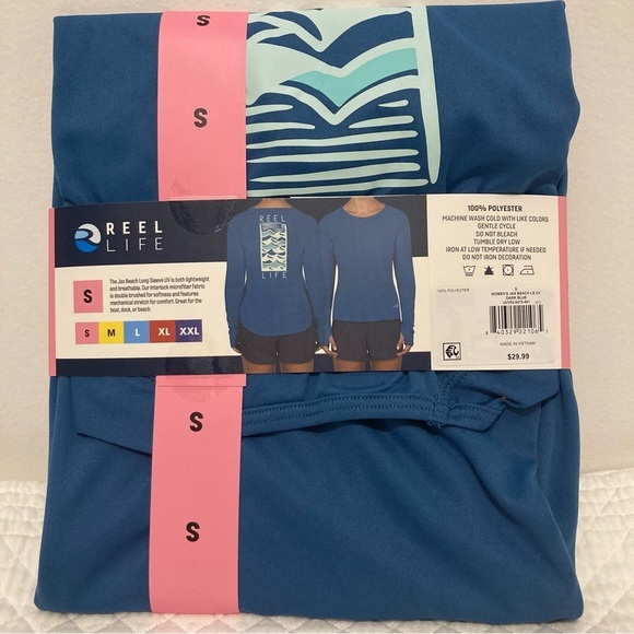 Reel Life Jacks Beach Long Sleeve UV
Protection Beach Top Women's Small Blue - Picture 3 of 6